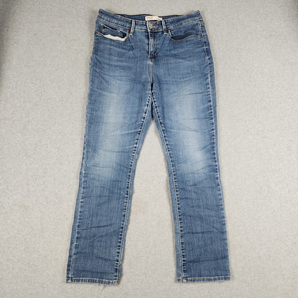 Signature Levi Strauss Jeans Womens 10S Blue Denim Stretch Mid-Rise Straight